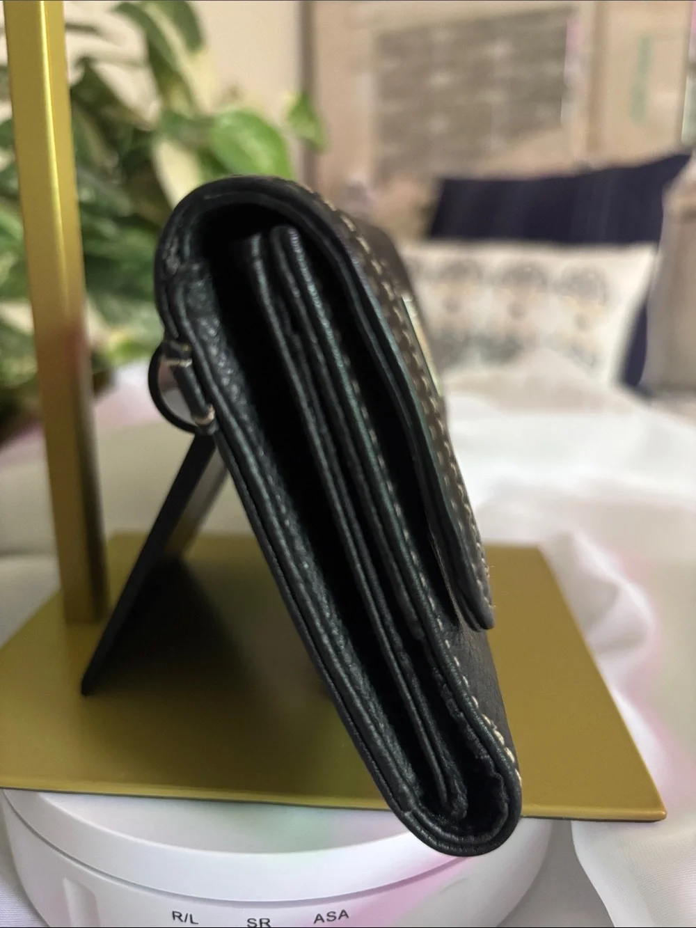 Tignanello Black Pebbled Leather Trifold Wallet
